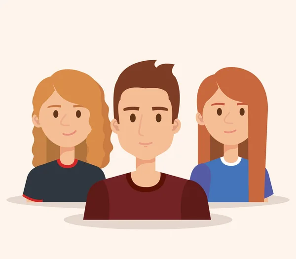 Groep jongeren avatars — Stockvector