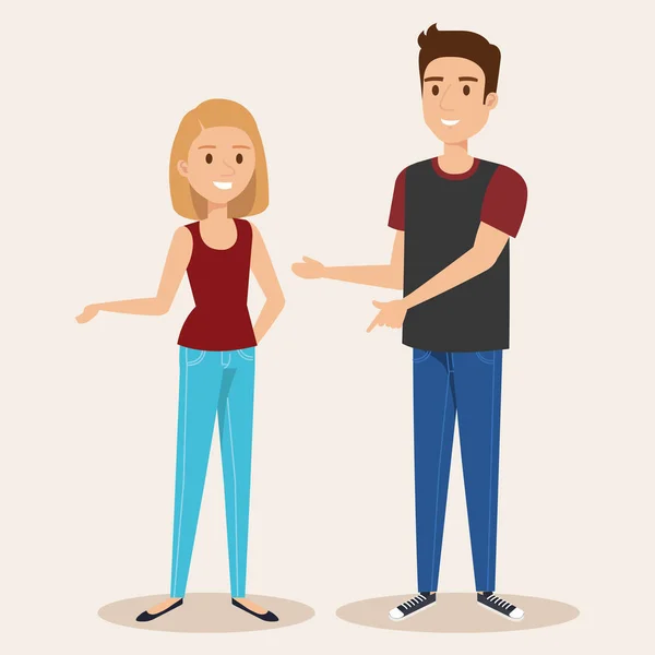 Young couple avatars characters — Stock Vector