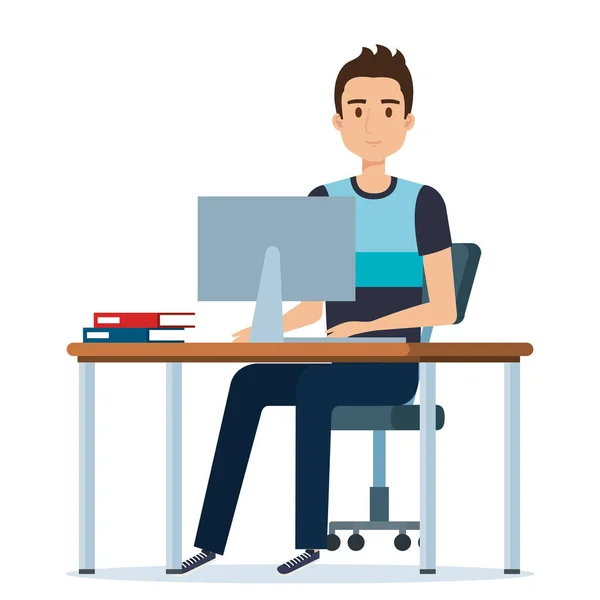 Young man in the workplace avatar character — Stock Vector