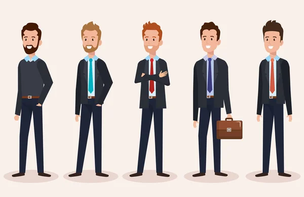 Groupe hommes d'affaires avatars personnages — Image vectorielle