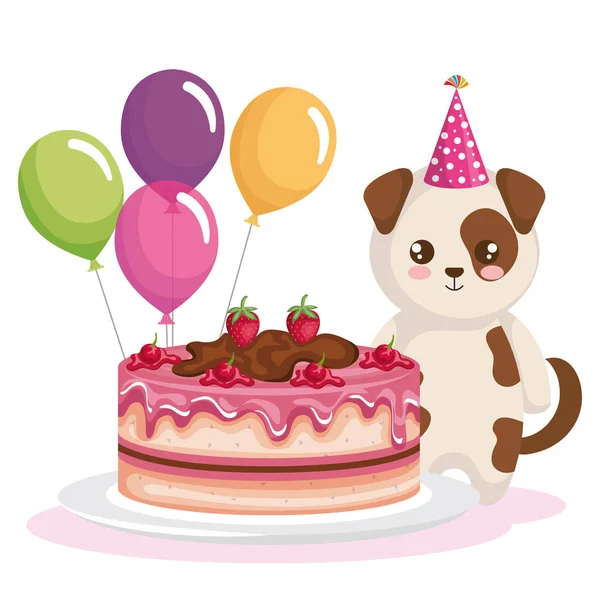 Happy Birthday Card met hond — Stockvector