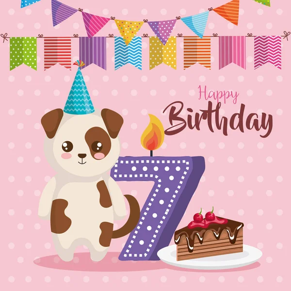 Happy Birthday Card met hond — Stockvector