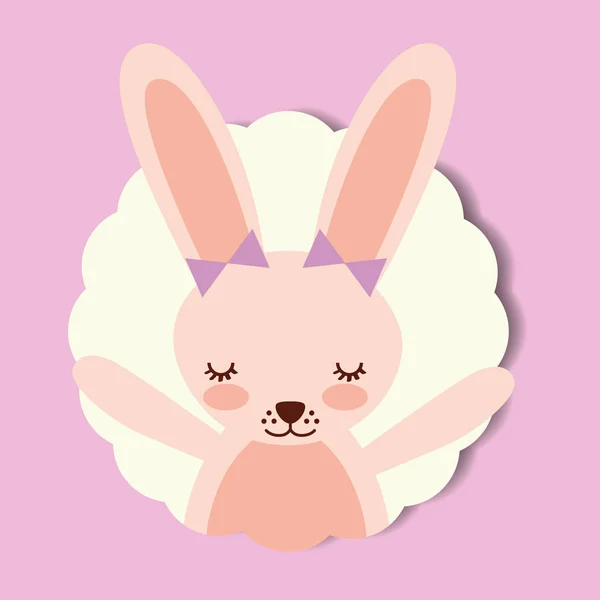 Милий портрет рожевий кролик лук прикраси — стоковий вектор