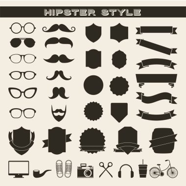hipster stil izole toplama simgeler kümesi