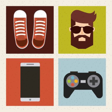 hipster stil izole toplama simgeler kümesi
