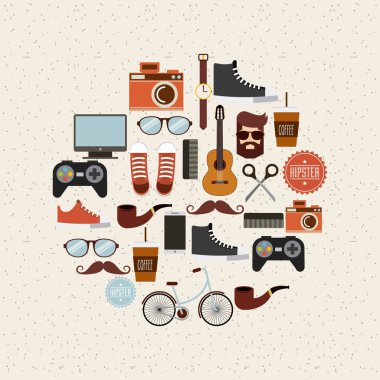 hipster stil izole toplama simgeler kümesi