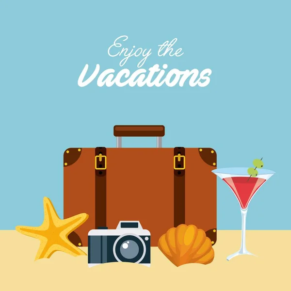 Disfrutar de vacaciones viaje icono aislado — Vector de stock