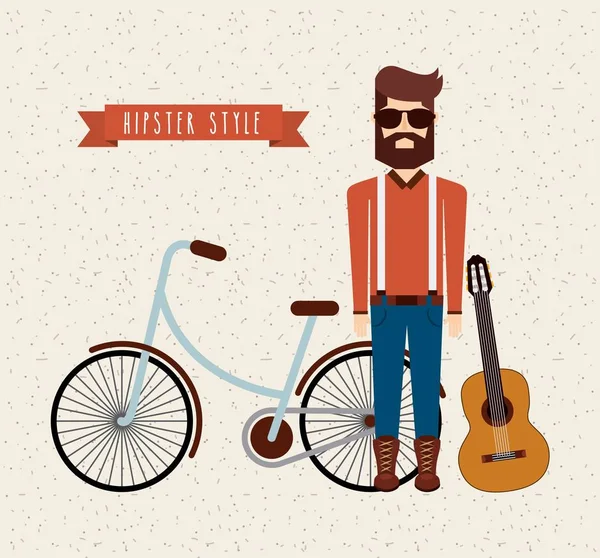 Avatar man hipster style isolated icon — Stock Vector