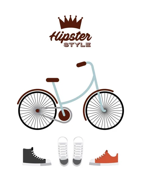 Bicicleta hipster estilo ícone isolado — Vetor de Stock