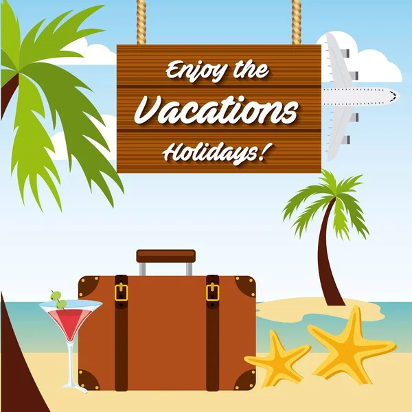 Disfrutar de vacaciones viaje icono aislado — Vector de stock