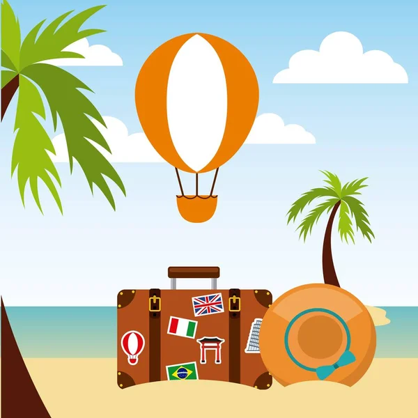 Desfrutar de férias viagens ícone isolado —  Vetores de Stock