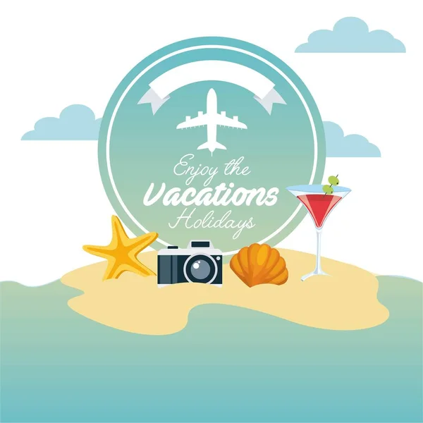 Cieszyć się wakacje podróż ikona na białym tle — Wektor stockowy