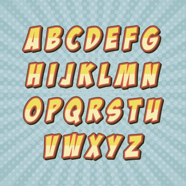 Comic-Schrift Alphabet Pop Art — Stockvektor