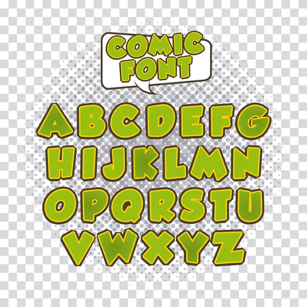 Comic font alphabet pop art — Stock Vector