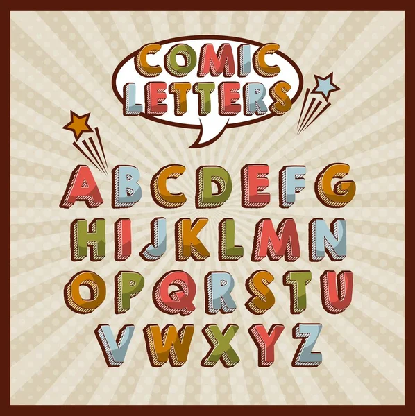 Komik yazı tipi alfabe pop sanat — Stok Vektör