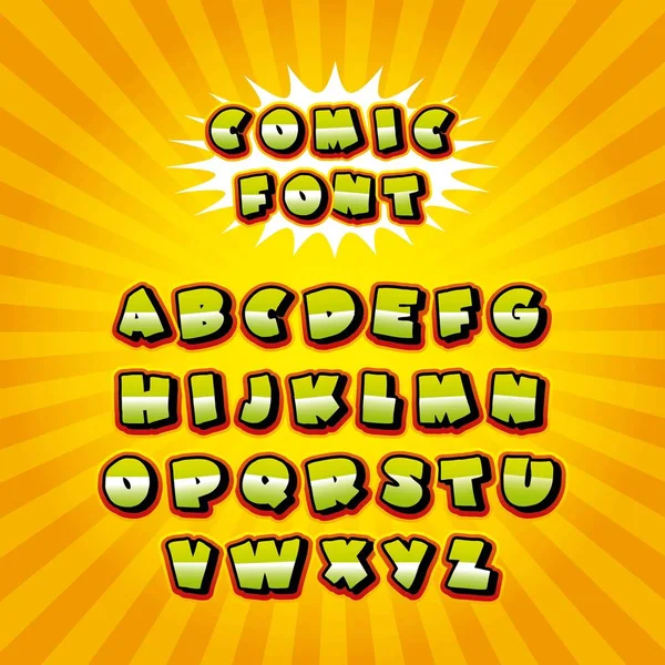 Komiks czcionki alfabetu pop-artu — Wektor stockowy