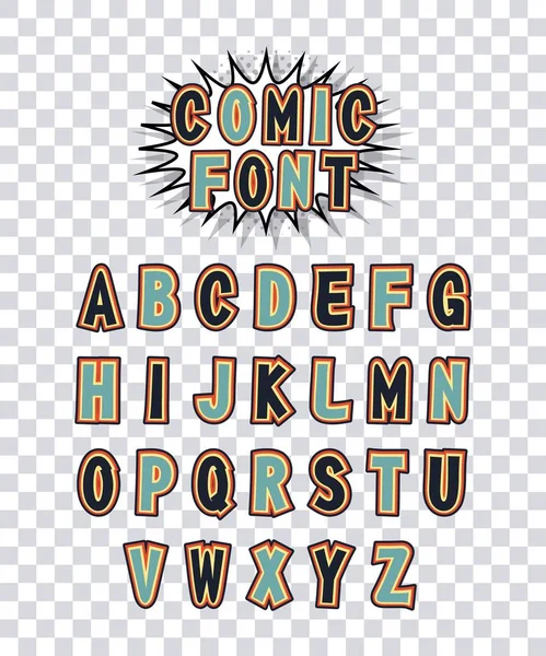 Comic font alphabet pop art — Stock Vector