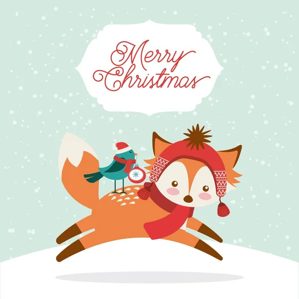 Lindo animal feliz Navidad aislado icono — Vector de stock