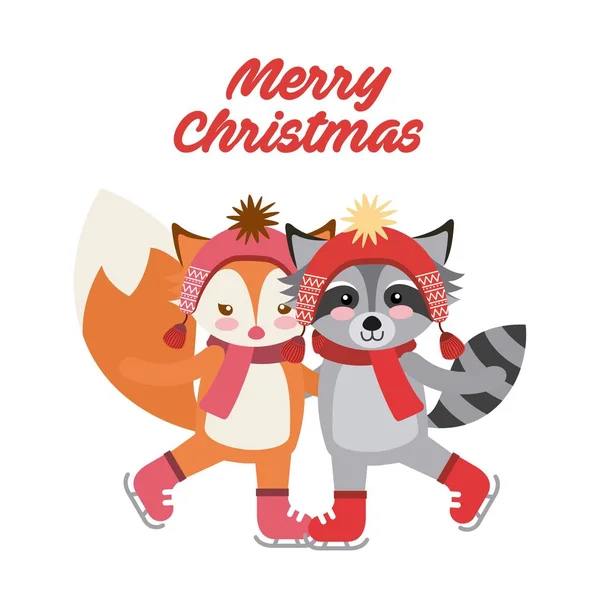 Schattige dieren merry christmas geïsoleerde icoon — Stockvector