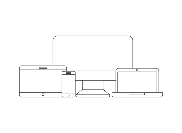 Dispositivos de conjunto de tecnología portátil elstrónica — Archivo Imágenes Vectoriales