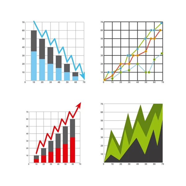 Ícones de estatísticas de economia de crescimento —  Vetores de Stock