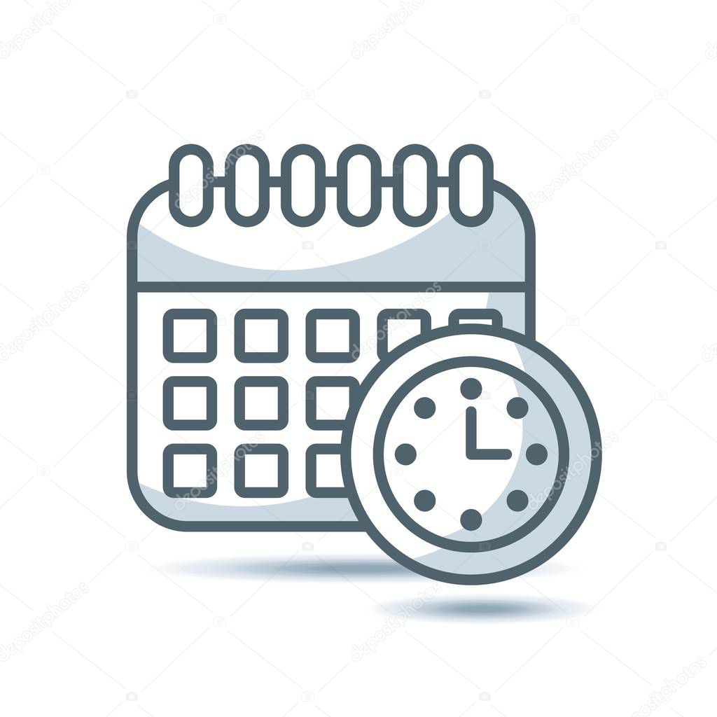 calendar with watch isolated icon