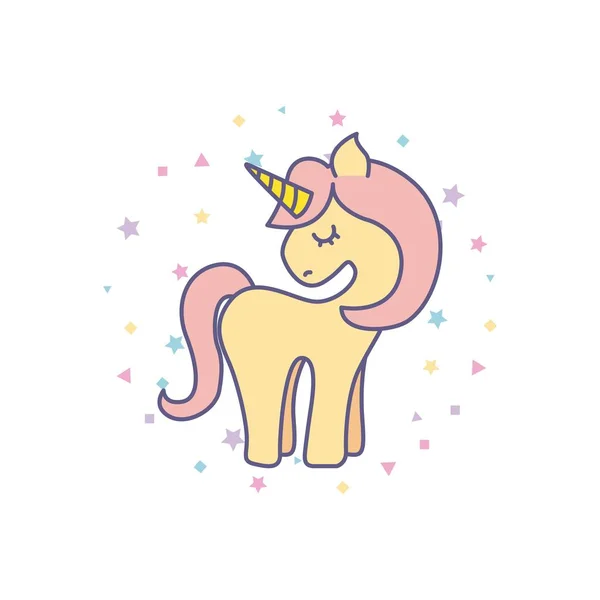 Tekening schattig unicorn-pictogram — Stockvector