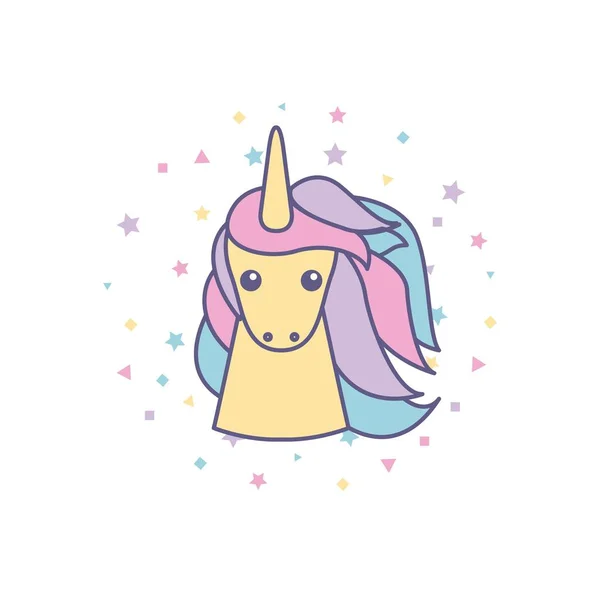 Dessin mignon icône licorne — Image vectorielle