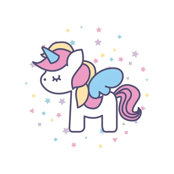 Drawing cute unicorn icon — Stock Vector