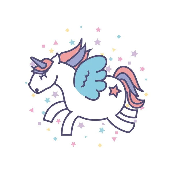 Drawing cute unicorn icon — Stock Vector
