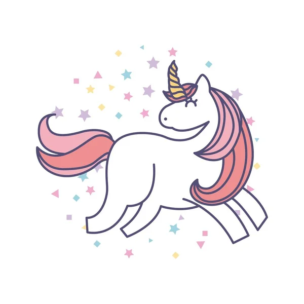 Drawing cute unicorn icon — Stock Vector