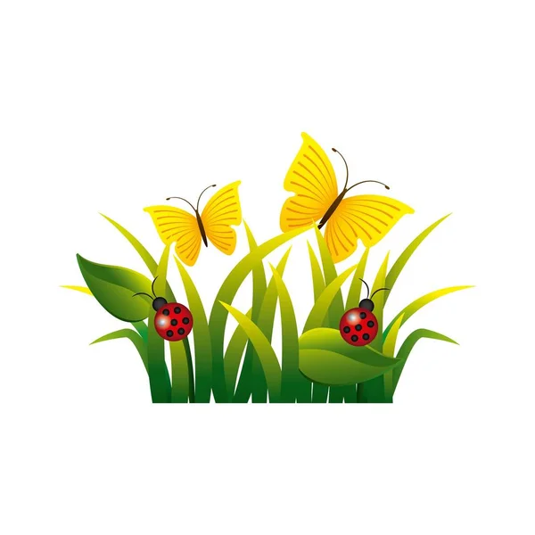 Κήπος λουλούδια και πεταλούδες — Διανυσματικό Αρχείο