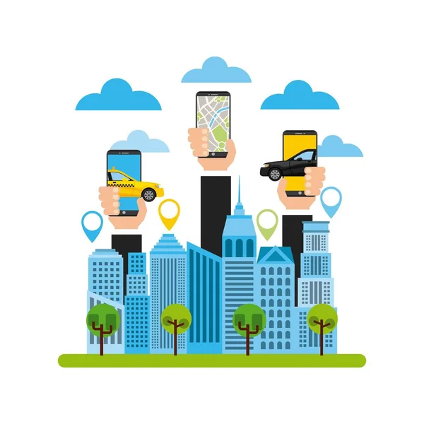 Service de transport app technologie icône — Image vectorielle