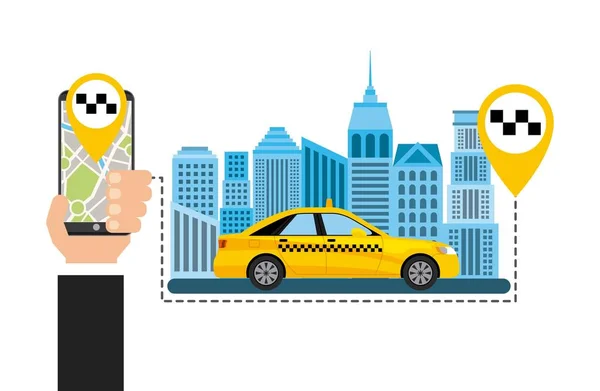 Taxi service kollektivtrafik app-teknik — Stock vektor