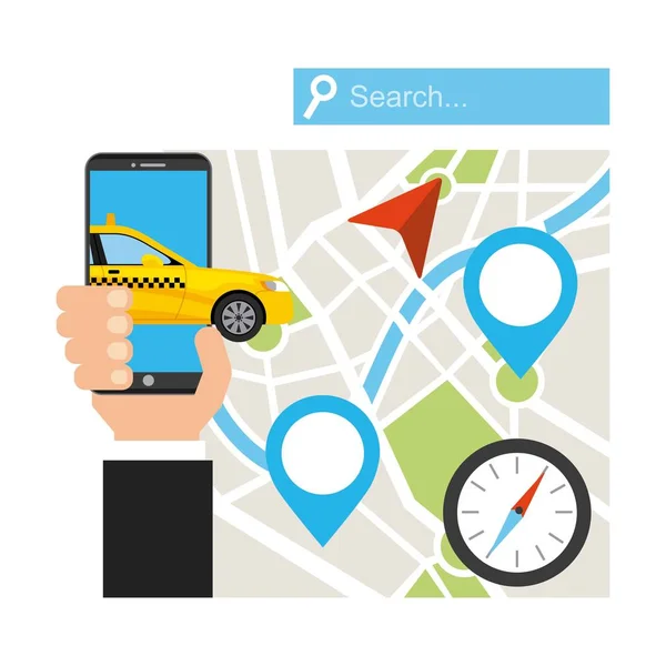 Taxi služby veřejné dopravy aplikační technologie — Stockový vektor