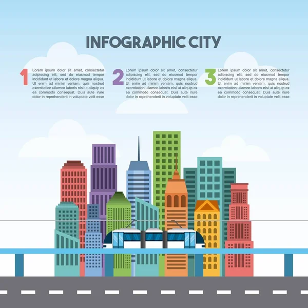 Infografía de edificios presentación de ciudad — Vector de stock