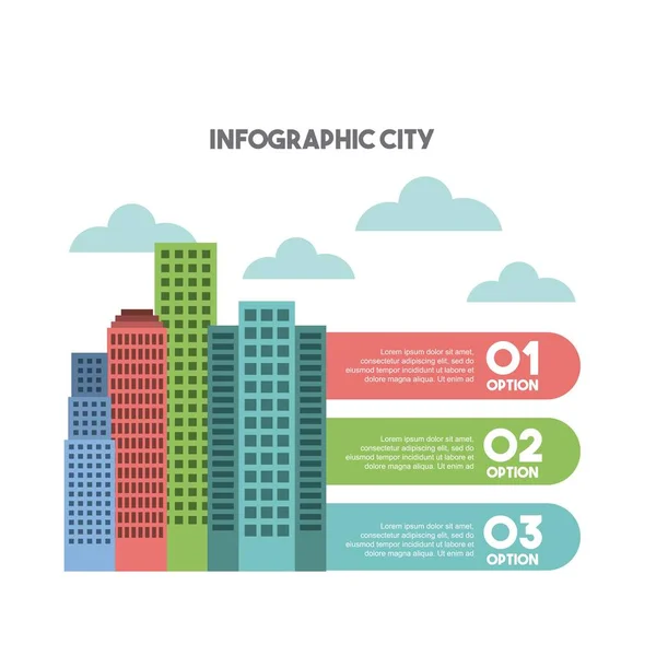 Infografía de edificios presentación de ciudad — Archivo Imágenes Vectoriales
