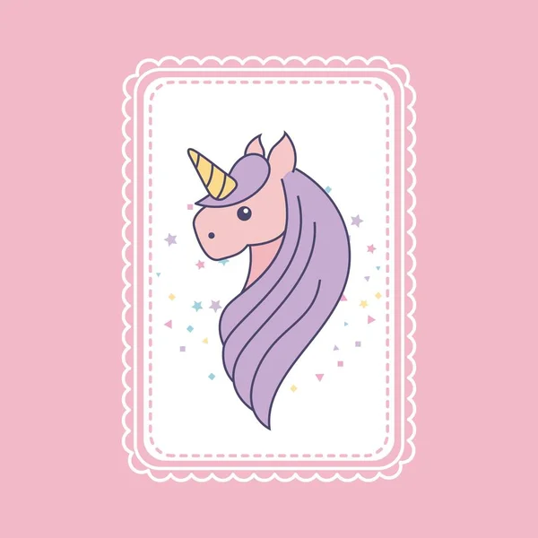 Icône de licorne mignonne dessinée à la main — Image vectorielle