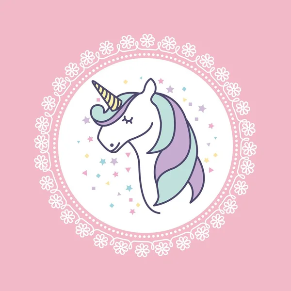 Hand drawn cute unicorn icon — Stock Vector