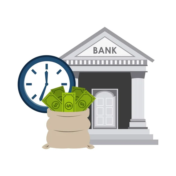 Bank épülete gazdaság ikonok — Stock Vector