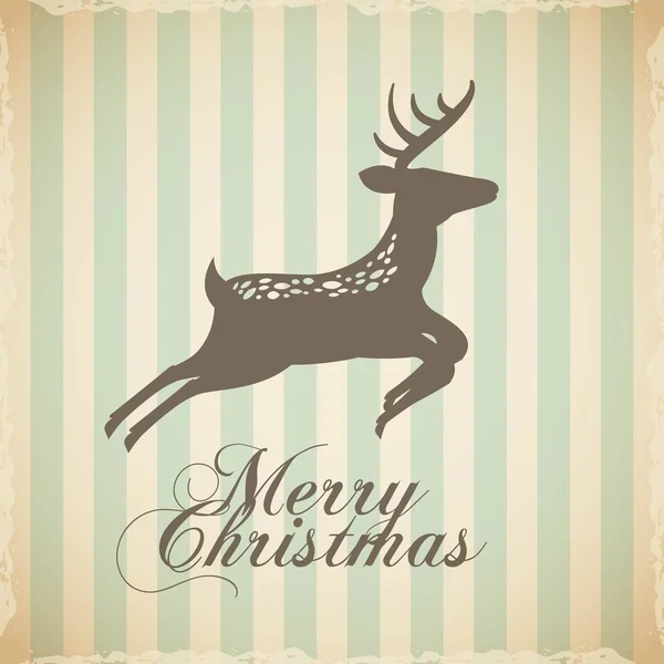 Merry christmas reindeer decoration card — Stock Vector