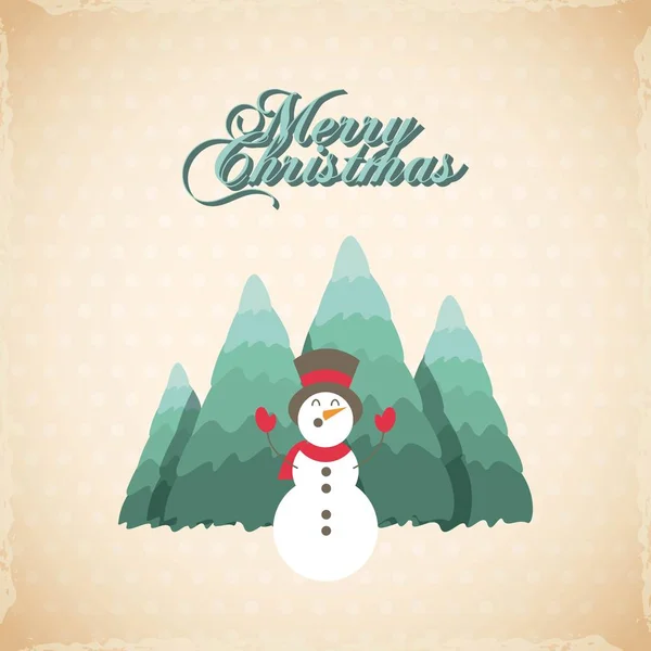 Merry christmas tree pine decoration card — Stock Vector