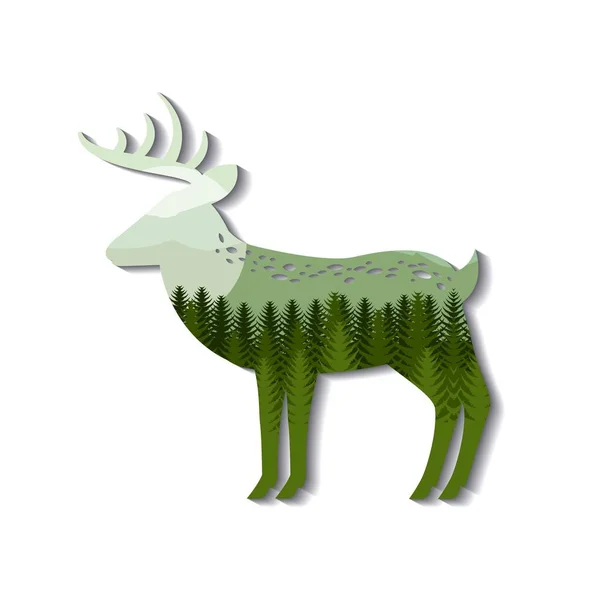Feliz Navidad tarjeta de decoración de renos — Archivo Imágenes Vectoriales