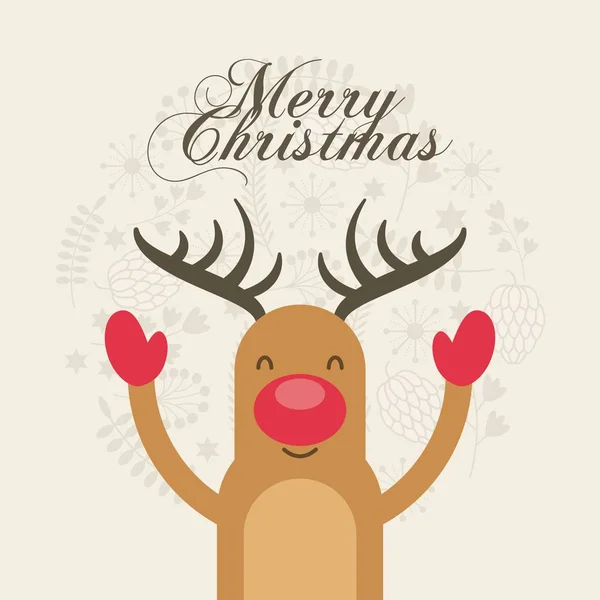 Neşeli Noel Ren geyiği dekorasyon kartı — Stok Vektör