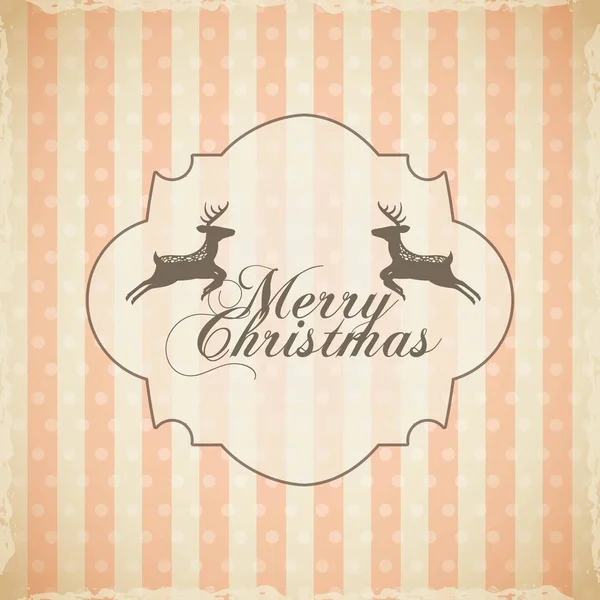 Merry christmas reindeer decoration card — Stock Vector