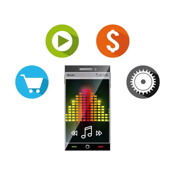 Mobiler Online-Musikhandel — Stockvektor