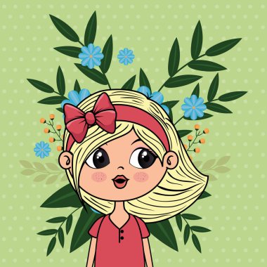 sevimli kız karakter çiçek dekorasyonu ile