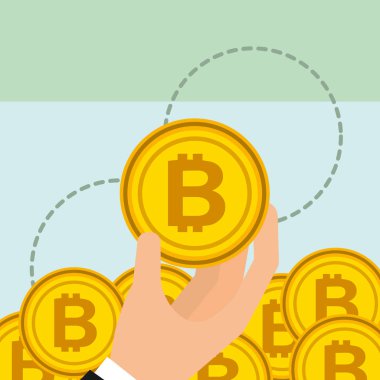 Altın bitcoin cryptocurrency tutan el
