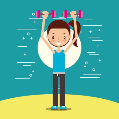 sevimli kız eğitim kaldırma ağırlık