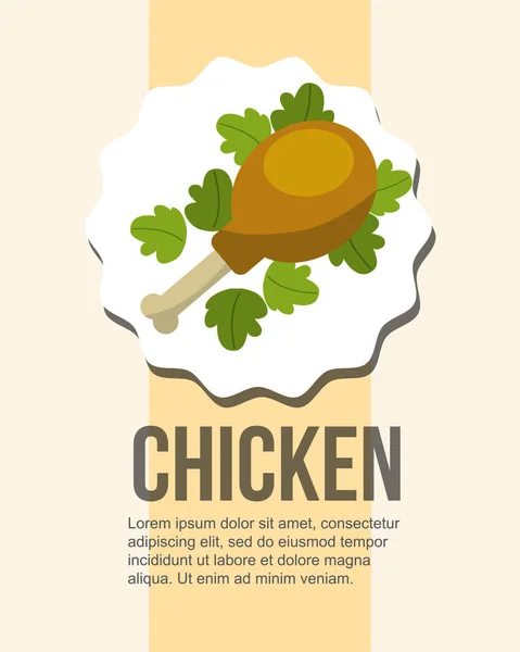 Taze tavuk budu ve lezzetli salata sağlıklı gıda — Stok Vektör